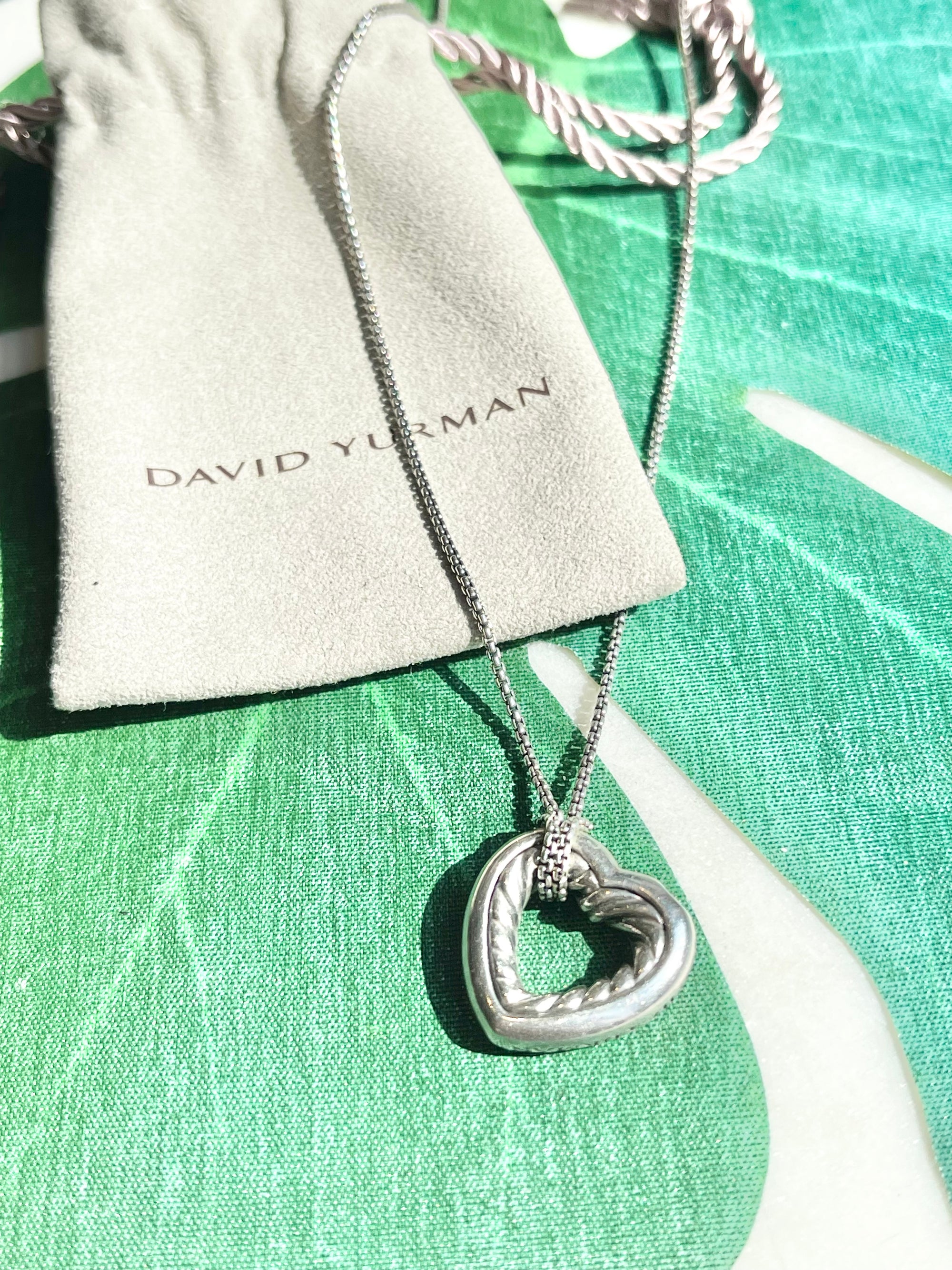 David yurman sterling silver open heart cable necklace