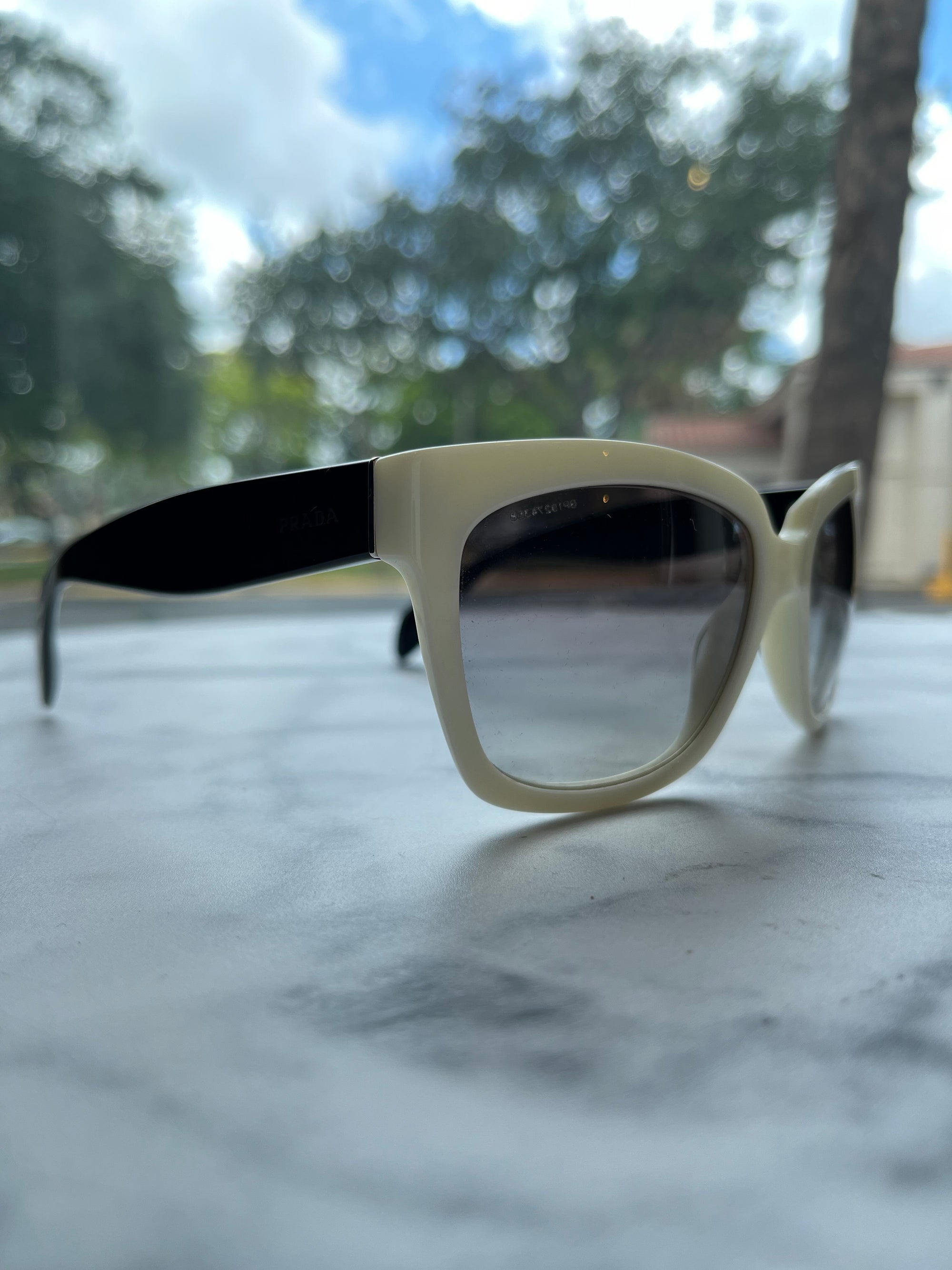 Prada SPR07P White Black Acetate Sunglasses TS3204