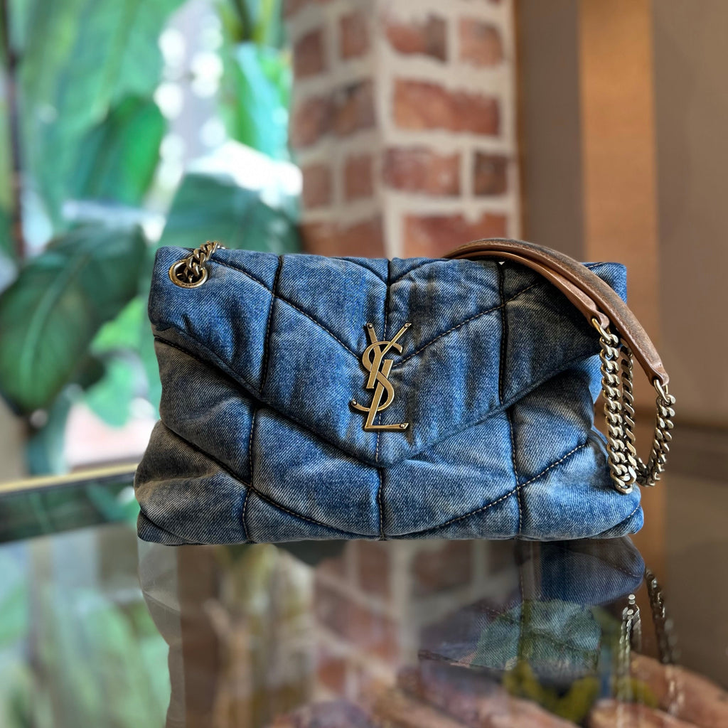 Ysl Loulou Puffer Denim SAINT LAURENT Puffer Small Quilted Denim