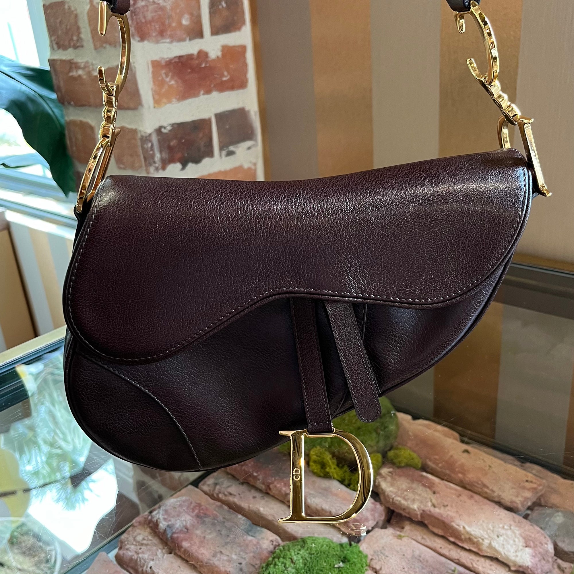 DIOR Vintage Brown Leather Saddle Bag