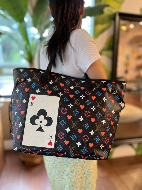 Black, Red, Blue, and White Monogram Canvas Game On Neverfull