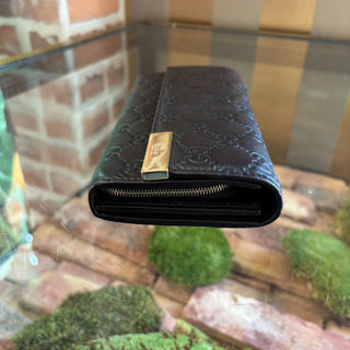 GUCCI Black Leather Guccissima Wallet on Chain