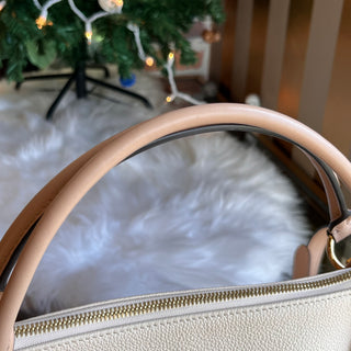 LOUIS VUITTON V MM Beige Rose Creme Monogram Empreinte Leather Tote Bag