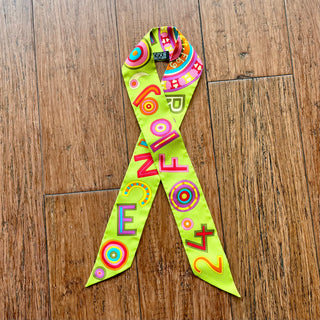 HERMÈS Tohu Bohu Neon Green Silk Twilly Scarf