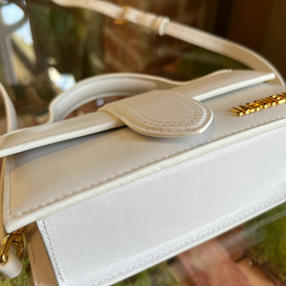 JACQUEMUS Le Bambino Small White Calfskin Leather Flap Bag