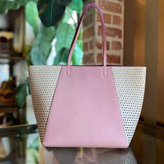 LOUIS VUITTON LockMe Cabas Pink Perforated Leather Monogram Flower Tote Bag