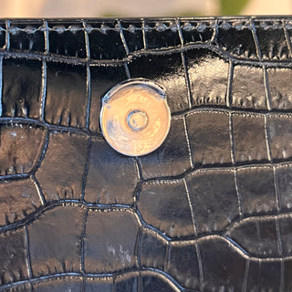 SAINT LAURENT Medium Monogram Sunset Black Crocodile Embossed Calfskin Shoulder Bag