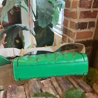 GUCCI Slim Chain Large Green Calfskin GG Matelasse Shoulder Bag