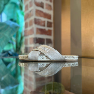CHRISTIAN DIOR Beige Canvas Espadrilles Slides SZ 39 (US 9)