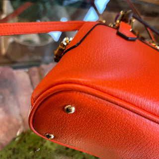 GUCCI Diana Mini Orange Leather Shoulder Bag