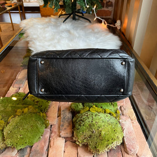 CHANEL On The Road Black Quilted Glazed Leather Tote Bag