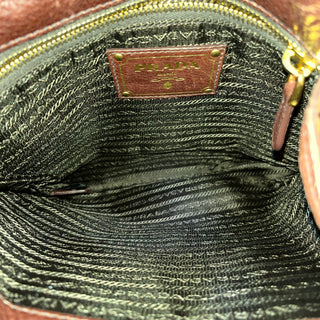 PRADA Zebra Brown Pony Hair Fringe Crossbody