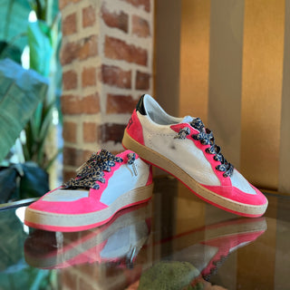 GOLDEN GOOSE Ballstar White Leather Pink Suede Sneakers SZ 39 (US 9)