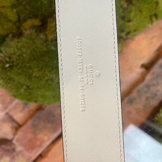 GUCCI White Calfskin Enamel Monochrome Double G Belt SZ85/34(6US)