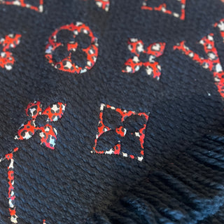 LOUIS VUITTON Giant Logomania Jungle Wool & Silk Scarf