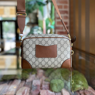 GUCCI Beige GG Supreme Monogram Mini Camera Crossbody