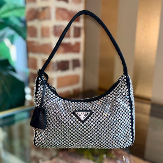 PRADA Crystal Shoulder Bag Silver