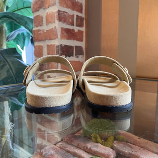 TORY BURCH Romy Sport Beige Suede Slides SZ 10