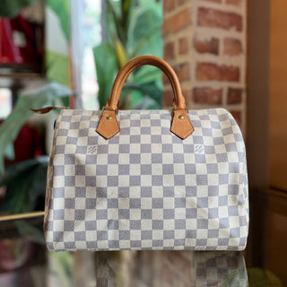 LOUIS VUITTON Speedy 30 Damier Azur Canvas Satchel