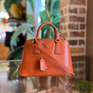 PRADA Promenade Orange Saffiano Lux Dome Top Handle