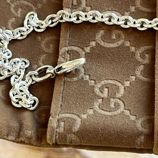 GUCCI 925 Sterling Silver Interlocking GG Pendant Necklace