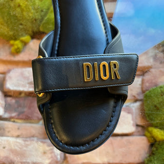 DIOR Black Lambskin Riviera Dioract Slides SZ 38.5 (US 8.5)