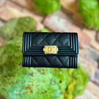 CHANEL Boy Flap Card Holder Compact Wallet