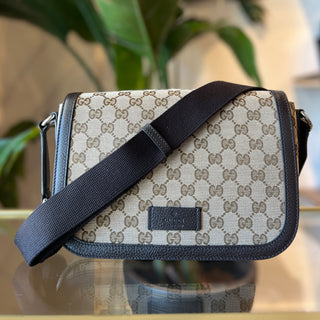 Gucci Monogram Flap Messenger Bag