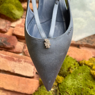 PRADA Blue Satin Crystal Ballet Flats SZ 41 (US 11)