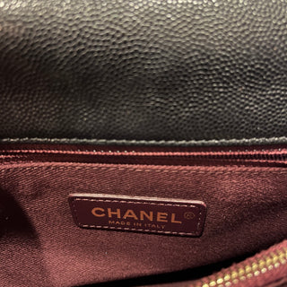CHANEL Black Caviar Leather Top Handle Bag
