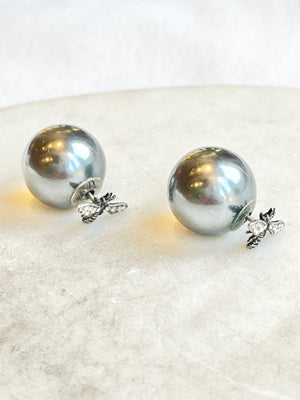 DIOR Gray Pearl Bee Tribales Earrings