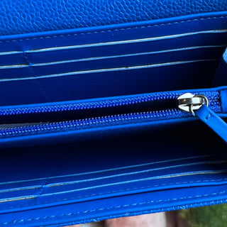 CHANEL Large Gusset Flap Blue Caviar Quilted Wallet