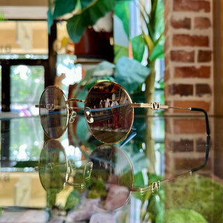 VALENTINO VLS-173 Gold-Tone Metal Round Sunglasses