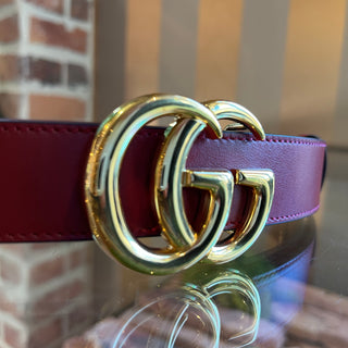 GUCCI GG Marmont Buckle Red Leather Belt 75.30