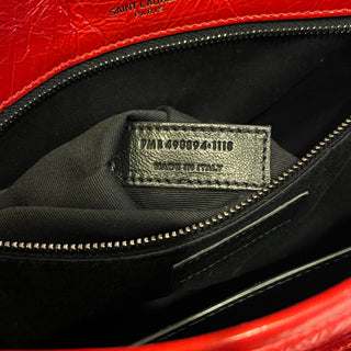 SAINT LAURENT Niki Medium Red Crackled Calfskin Shoulder Bag