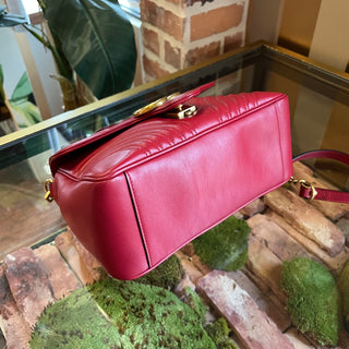 GUCCI Marmont Small Red Quilted Leather Top Handle Bag