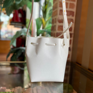MANSUR GAVRIEL White Leather Mini Bucket Bag