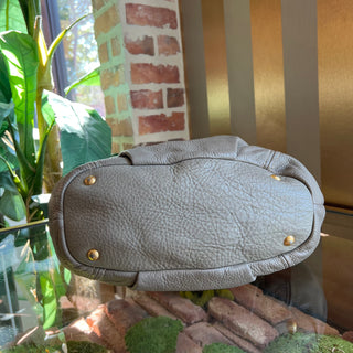 PRADA Gray Argilla Vitello Daino Leather Shoulder Bag