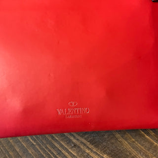 VALENTINO Smooth Calfskin VLTN Printed Pouch Clutch