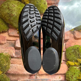 FERRAGAMO Black Patent Leather Mules SZ 8