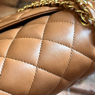 CHANEL Classic Jumbo Double Flap Camel Quilted Lambskin Shoulder Bag