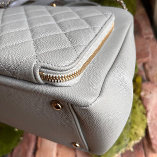 CHANEL Business Affinity Small Gray Caviar Tote Bag