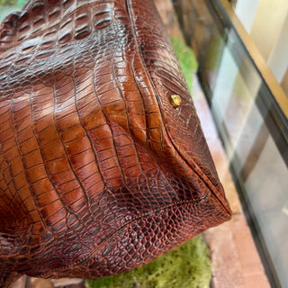 BRAHMIN Elisa Pecan Melbourne Croc-Embossed Shoulder Bag