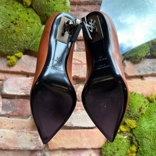 SAINT LAURENT Brown Leather Opyum Heels SZ 35 (US 5)