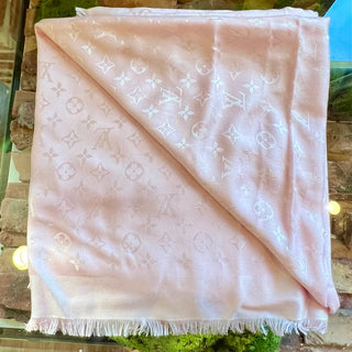 LOUIS VUITTON Shine Pink Silk Blend Monogram Shawl