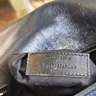 SAINT LAURENT Niki Medium Blue Crinkled Leather Monogram Shoulder Bag