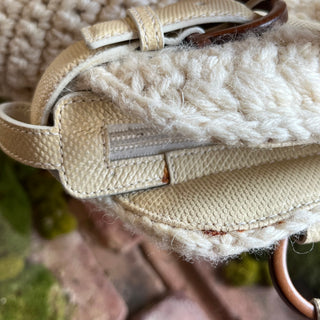 FERRAGAMO Marisa Cream Crochet Shoulder Bag