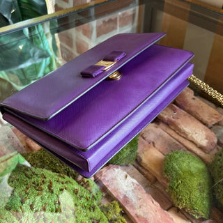 SALVATORE FERRAGAMO Vara Large Barolo Embossed Calfskin Leather Shoulder Bag