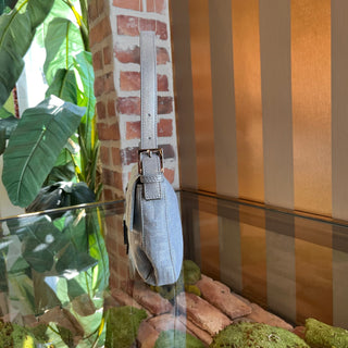 FENDI Baguette Metallic Zucca Canvas Shoulder Bag