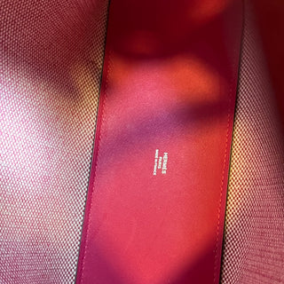 HERMES Ambre PM Framboise Toile H Veau Swift Tote